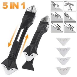 New 5 In 1 Silicone Scraper Sealant Smooth Remover Tool Set Caulking Finisher Smooth Grout Kit Floor Mould Removal Hand Tools Set