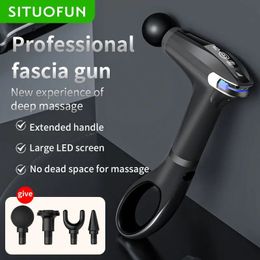 SITUOFUN Professional Extended Massage Gun Deep Tissue Muscle Electric Massager for Full Body Back and Neck Pain Relief Fitness 231221