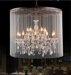 Chandeliers Loft 15 Lights Large Chandelier Light Rain Drop Pendant Lamp K9 Crystal Light for Home Decoration