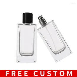 Storage Bottles Free Custom Logo 100ml Bayonet Clear Glass Thick Bottom Perfume Travel Spray Empty Bottle Cosmetics Container