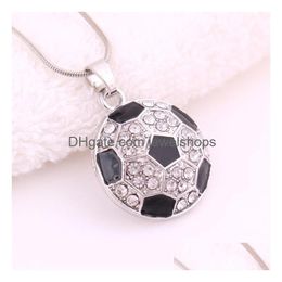 Pendant Necklaces New Arrival Football Pendant Necklaces Fans Sports Crystal Rhinestone Soccer Charm Snake Chains For Women Men S Fash Dhirq