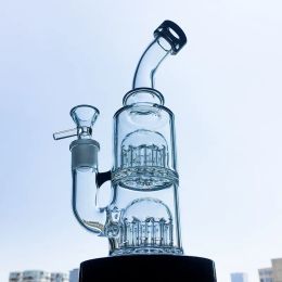 Double Tree Perc Glass Bong Mini Bong Small Dab Rig Water Pipe 5MM Thick Bong Glass Oil Pipes YQ01 ZZ