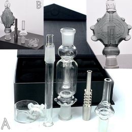 A set !!Gift box high quality two function kit glass bong Inverted Titanium nail Plastic Clip with oil bowl glass bong