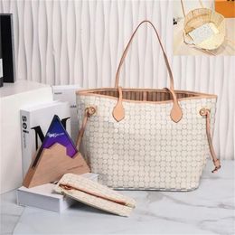 Designer tote bag large Handbags with wallet purse Fashion Leather Shopping bag Brown lattice shoulder Bags high Luxury Classic Flower Checked Shoulder bag