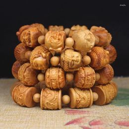 Strand S Arborvitae Sandalwood Grave Maitreya Four Sided Buddha Men Women Prayer Necklace Natural Wooden Beads Meditation