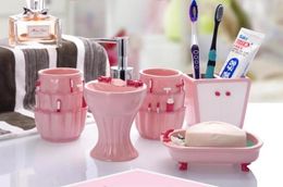 Set flower Shape 22 Ceramic Bathroom Accessories Elegant 5 Pieces Bathroom sets 1 soap bottle+1 soap dish +1toothbrush holder+2 cups w