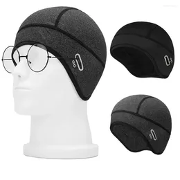 Cycling Caps Fleece Winter Cap Warm Small Hat Windproof Thermal Ski Ear Protection Black/Grey Headwear