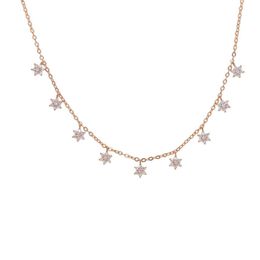2018 New Fashion Drop Star floer Choker Necklace Gold Star Necklace for women cute girl sexy delicate shiny cz station layer choke321Q