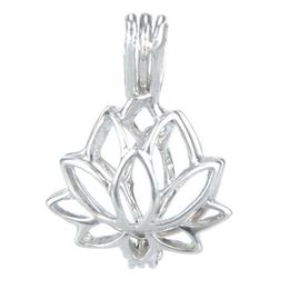 925 Silver Locket Cage Lotus shape Pearl Gem Beads Cage Pendant Can Open Sterling Silver Pendant Mounting DIY Jewellery Fitting2695