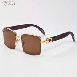 Wood Sunglasses For Women Fashion Polairzed Wooden Glasses UV400 Semi Rimless Sunglasses man sun glasses come with boxes case2862