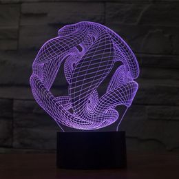 Abstract Space 3D Optical Illusion Colourful Lighting Effect USB Powered LED Decoration Night Light Desk Lamp2882