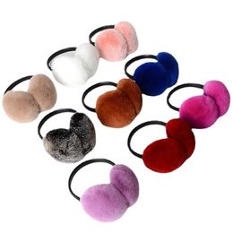 Factory Wholesale Autumn and Winter Real Rex Rabbit Fur Ladies Cute Ear Protection Warm Ear Bag Plush Earmuffs Adjustable 231222