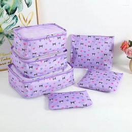 Cosmetic Bags 6pcs Kawaii Travel Organizer Storage For Clothes Wardrobe Pouch Shoes Bag Packing Woman Toiletry