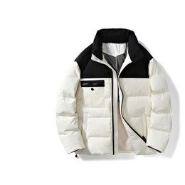 American style down bread jacket printed with winter thickened white duck down trendy brand color matching jacket down jacket