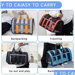 Cat Carriers Crates Houses Carriers Crates Dog Bags Foldable Soft Breathable Travel Bag Portable Reflective Handbag Dogs Carrying Dhlmu