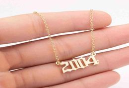 Stainless Steel 2002 2003 2004 2005 2006 Number Pendant Necklaces Women Femme Statement Necklace Year Number Jewlery Collier G12139070319