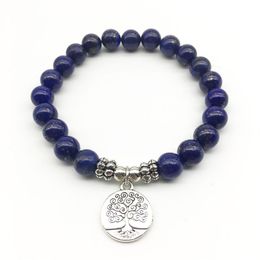 SN1328 Fashion Women's Bracelet High Quality Lapis Lazuli Jewellery Trendy Handmade Tree of life Yoga Bracelet Whole2927