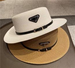 Summer Panama Designer Style Letter hats Strips Handwoven Ladies Straw Hat9640396