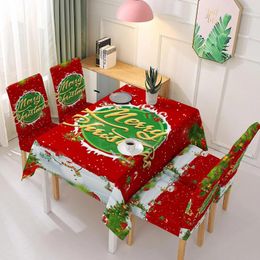 Table Cloth Cartoon Christmas Printed Tablecloth Rectangular Background Household Dining Waterproof And Oil Resistant