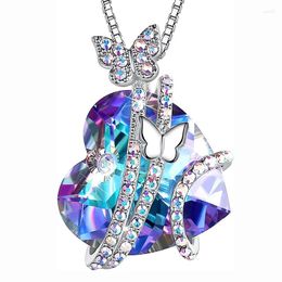 Pendant Necklaces 2023 Fashion Butterfly Necklace Jewellery Colourful Rhinestone Crystal Heart Animal For Women Girl Gifts