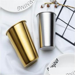 Tumblers 350Ml/500Ml Stainless Steel Mugs Metal Travel Tumbler Pint Glasses Cup Outdoor Cam Drinking Coffee Tea Beer Kitchenware Drop Dhewa