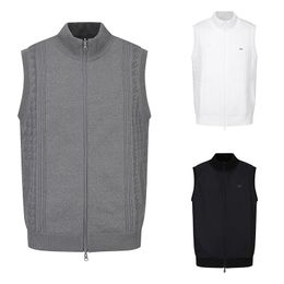 Autumn and Winter St Golf Clothing Men's Weaving Knitted Two-Way Coat Solid Colour Stand Collar Zipper Sleeveless Vest