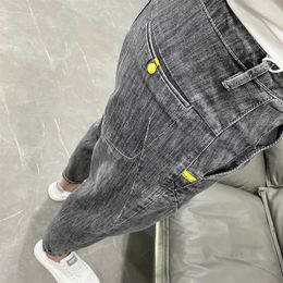 Men's Jeans Men's Japanese Micro Span Grey Slim Fit Jeans Summer Fashion Elastic Youth Medium Low Waist Denim Jeans Designer Pants J231222