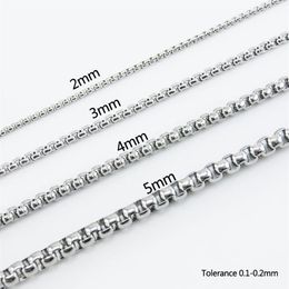 100% Stainless Steel Chain For Jewelry 2 3 4 5mm Square Rolo Box Chains By The Meter DIY Metal Chain Necklace Whole No Clasp328z