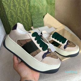 Luxury brand Screener casual shoes Fashion lace-up platform sneakers Leather canvas