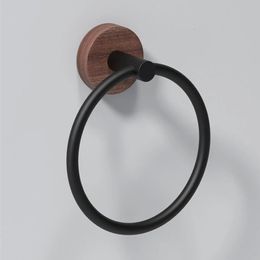 AluminumWalnut Wood Towel Ring Hand Holder for Bathroom Rack Hanger Kitchen Wall Mount Heavy Duty Storage 231221