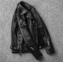 Men's Jackets Heavy Cattle Goods First Layer Cowhide Leather Coat Motorcycle Clothing Amekaji Wear American Casual Short