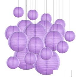 Other Event & Party Supplies Other Event Party Supplies 20Pcslot 612 Mix Size Violet Paper Lanterns Chinese Lantern Purple Ball Lampio Dhovc