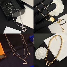 High Quality Copper Lock Designer Letter Pendant Brand Necklace Chain Fashion Women Gold Stainless Steel Necklaces Diamond Choker Pendants Wedding Jewellery Gifts