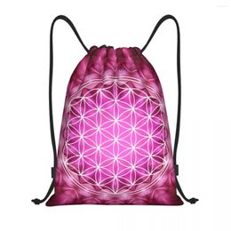 Shopping Bags Flower Of Life Drawstring Backpack Women Men Gym Sport Sackpack Portable Sacred Geometry Mandala Training Bag Sack