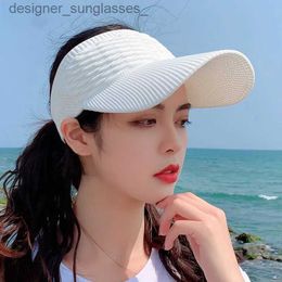 Visors New Long Brim Ponytail Baseball C Women Casual Hollow Out Breathable Empty Top Hat Spring Summer Outdoor Sports Golf Beach HatL231218