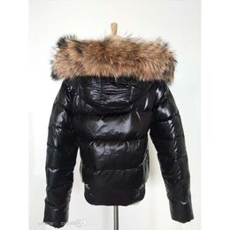 M Women Jacket Thickening Short Parkas 100% Real Raccoon Fur Collar Hood Down Coat Black/red Colour macai