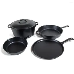 Cookware Sets Lodge Cast Iron Seasoned 5-Piece Set With Skillet Griddle & Dutch Oven