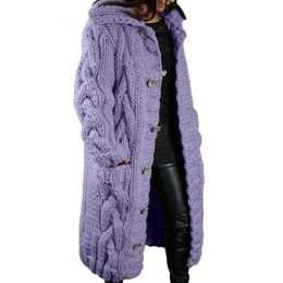 Oversized S5XL Women Loose Knitted Sweaters Autumn Winter Thick Long Sleeve Pocket Button Cardigan Coats 231221