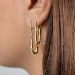 2020 new unique designer paperclip safety pin studs fashion elegant women jewelry gold filled delicate cz earring258B