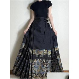 Skirts Chinese Style Black Horse Face Skirt Womens 2023 Spring And Autumn Heavy Industry Impd Commuter Long Drop Delivery Apparel Clot Dh7Cw