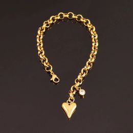 316L Stainless Steel Heart Pendanrt Bracelets For Women Fashion Gold Colour Chain Bracelet Female Jewellery 231221