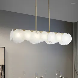 Pendant Lamps Modern Light Luxury Villa Dining Table Spanish Marble Chandelier Nordic Designer Bar Counter Copper