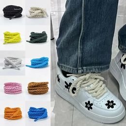 1Pair Round Linen Shoelaces for Sneakers Decoration Accessories Suitable Board Shoes Cotton Shoe Laces Rope 231221
