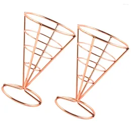 Flatware Sets 2 Pcs Cone Snack Holder French Fries Basket Display Stand Cups Mini Appetiser Serving