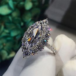 Brand New Vintage Jewellery Sparkling Luxury Jewellery 925 Sterling Silver Marquise Cut White Topaz CZ Diamond Gemstones Women Wedding239T