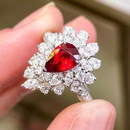 Cluster Rings AIGS JE Natural 1.08ct Red Ruby Ring Diamonds Jewellery Anniversary Female's For Women's Fine Valentine's Day Gifts