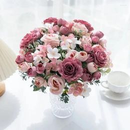 Decorative Flowers High Quality Silk Rose Artificial For Home Decor Table Decoration Wedding Party Dining Accessories