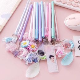 1/2/4Pcs Cartoon Hanging Girl's Heart Gel Pen Cute Super Creative High Value Stationery Blackwater