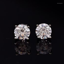 Natural Moissanite Stud Earrings For Women Men 4 Prong Setting Pure Silver Round D Colour VVS Platinum Plated234m