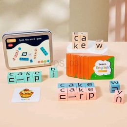 Baby Toy Spelling Block Flash Cards Game English Words Early Learning Educational Puzzle Game for Baby Kids Montessori Wood Toy Giftzln231223